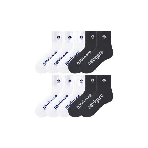 NAVIGARE [10 пар] 6 Белых 4 Черных Мужские Носки до икры MID