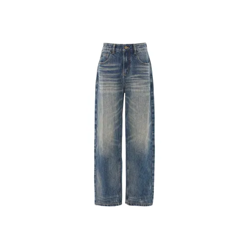 SONGS ALONG Винтажные синие штаны унисекс джинсы