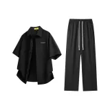 Чёрный+Чёрный [Чёрная рубашка + Чёрные повседневные штаны]