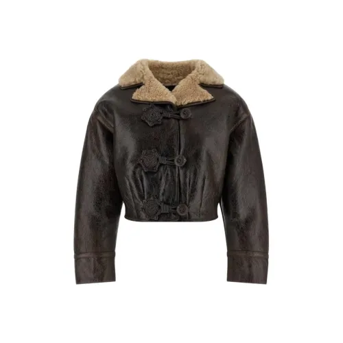 ETRO Коричневые Женские Кожаные Куртки