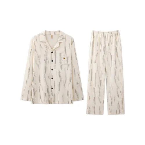 MULONGSHIJIA Экрю Мужские Пижамные Комплекты