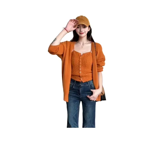 LANGQING Orange Бесплатная доставка с бренд наклейкой Женская трикотажная