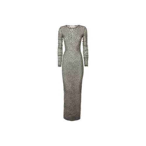 SAINT LAURENT SS24 Длинное платье с длинными рукавами женское черное