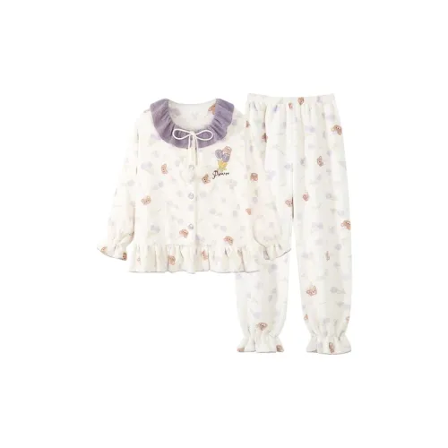 Daiyindie Осенние и зимние пижамы для женщин утолщенные и с флисовой подкладкой термические коралловый флис наборы одежды