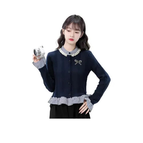 LANGQING Темно-синий с бесплатным бренд-знак женский трикотаж