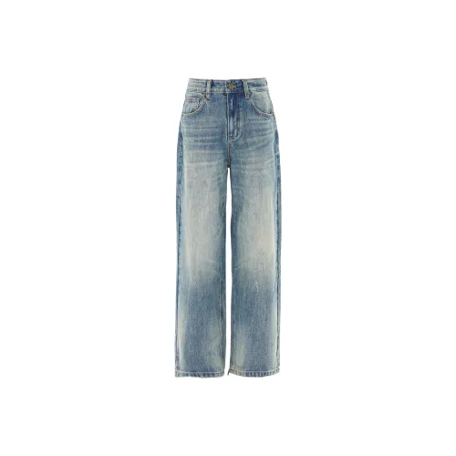 SONGS ALONG Ностальгические синие штаны унисекс джинсы