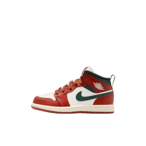 Jordan 1 MID Топ Детские Скейтбординги Красно-белый для детей 3-7 лет