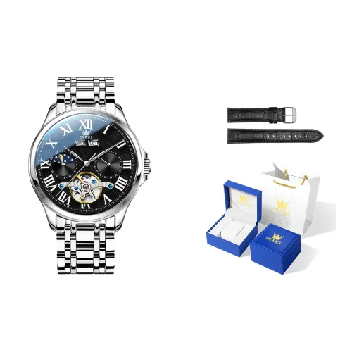 OLEVS Play The Cool Series Автоматический Механический Механизм Нержавеющая Сталь Ремешок Часы Мужские Черный Циферблат