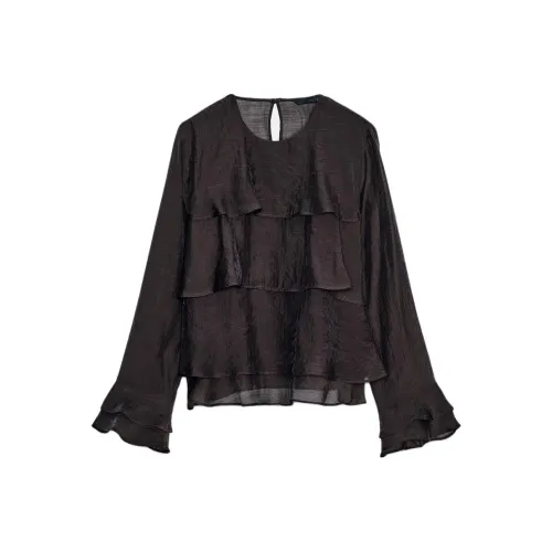 ZARA Темно-коричневые женские рубашки