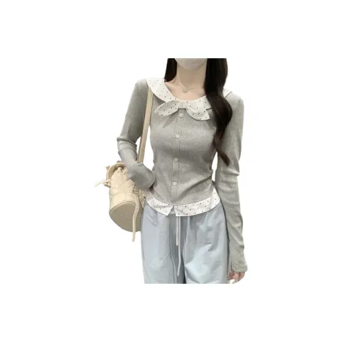 LANGQING Серый Бесплатная доставка On Бренд Наклеенный Женские T Рубашки