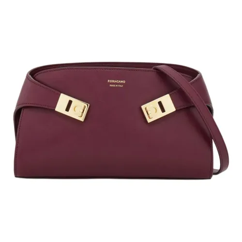 Ferragamo Hug Телячья кожа Сумка через плечо Мини Женская Сливовый цвет