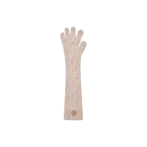 MONCLER Вязаные перчатки из альпаки Женские Бежевый Светло-синий