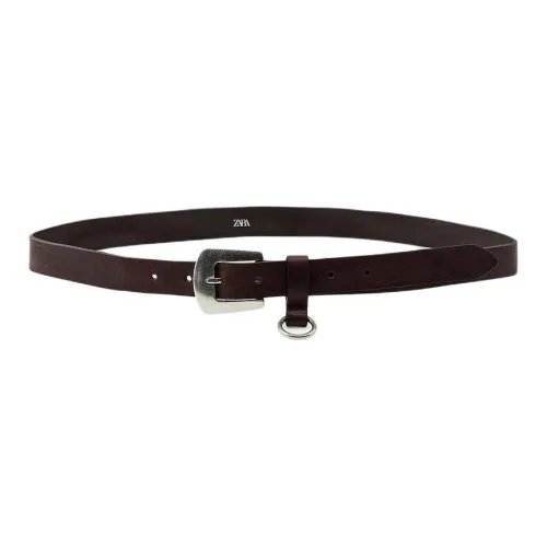 ZARA Ремни из коровьей кожи женские коричневые ширина 2,5 см