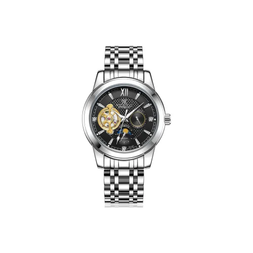 WSK Механический механизм ремешок из нержавеющей стали мужские часы многоцветный циферблат часов