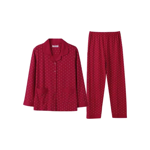 DUOQIAOMEI Красный Женский Пижамный Комплект
