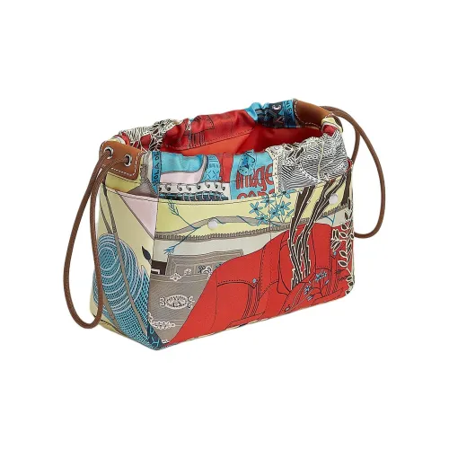 HERMES Fourbi Шелковый клатч стандартный женский солома и седло красный и красно-коричневый