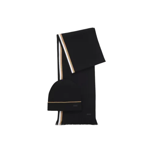 BOSS Хлопок Переработанный Вязаные Шарфы Мужской Черный