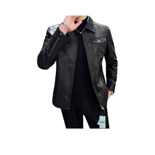 EMINU Черные Мужские Кожаные Куртки