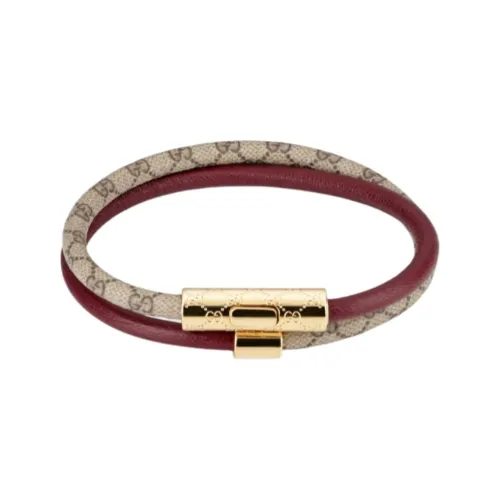 GUCCI Кожа Браслеты Мужской Бежевый Темно-коричневый