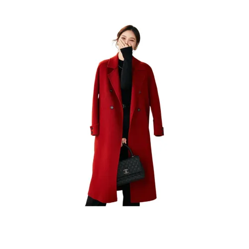 LANGQING Красный С подарками Wangqing Бренд Значок Женские Пальто