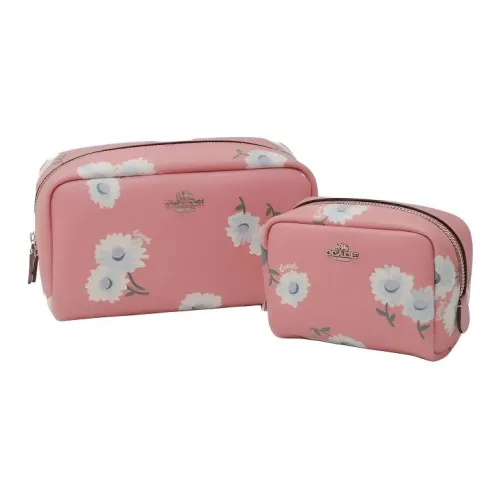 COACH Boxed 16 2 шт Daisy Цветочный принт Маленький Квадрат Косметичка для хранения Набор в подарочной коробке Мини Женский Вишневый цветок Розовый
