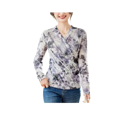 YPUT Серый Фиолетовый Женские T-рубашки