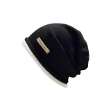 С подворотом Свободная шапка-бини - черный