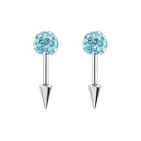 Морской синий, демон, двойной, серьги-гвоздики