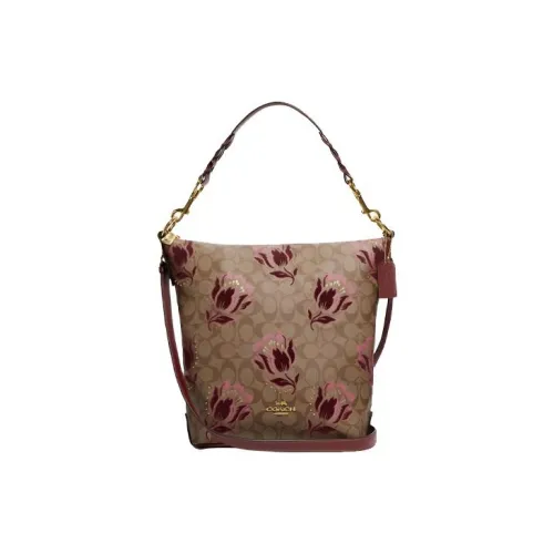 COACH Abby PVC кожа через плечо сумка сумка среднего размера женская коричневая монограмма