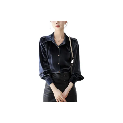 LANGQING Серый Синий с бесплатным брендом значок женские рубашки