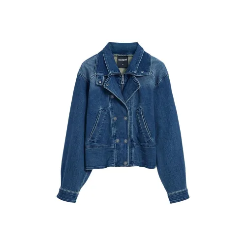 Desigual Средний Синий Деним Женский Короткий Пальто