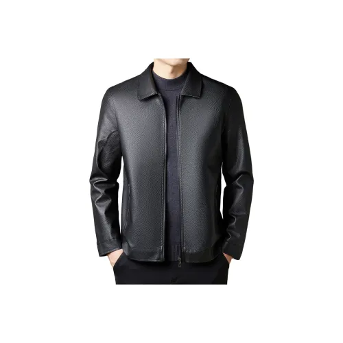 Candito Черные Мужские Кожаные Куртки