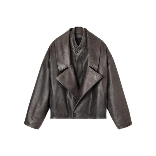 GIORGIO ARMANI Серый Мужская Кожаная Куртка