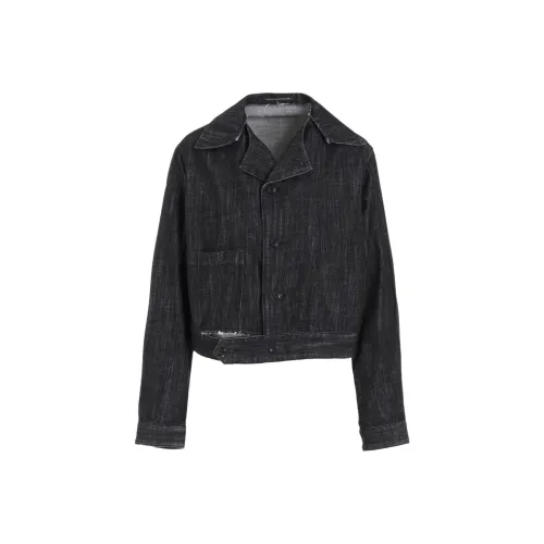 Yohji Yamamoto Y'S FW25 8OZ Деним Slit Ожерелье-чокер Короткий БЛУЗА Деним Куртка Женская