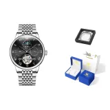 Стальной браслет, глубокий черный, мужской, праздничная коробка