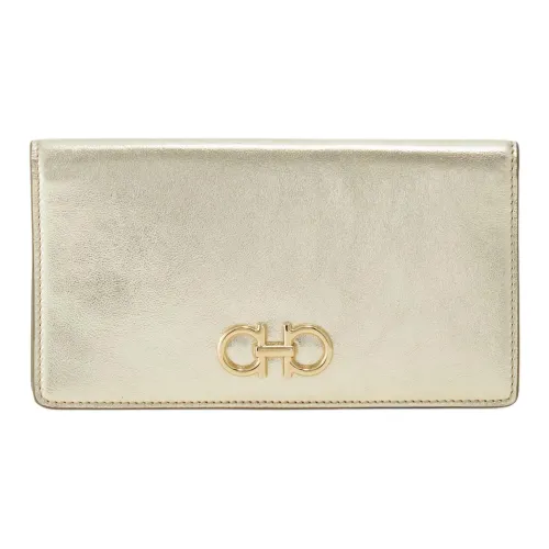 Ferragamo Gancini Телячья кожа Кошелек Большой Женские Шампанское Вино Цвет