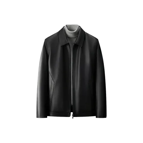 H-YXIANG Черные Мужские Кожаные Куртки