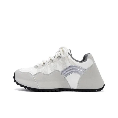 HUANQIU Дышащий Легкий Покрытие Низкий Топ Толстая Подошва Мужские Кроссовки Серый Бежевый