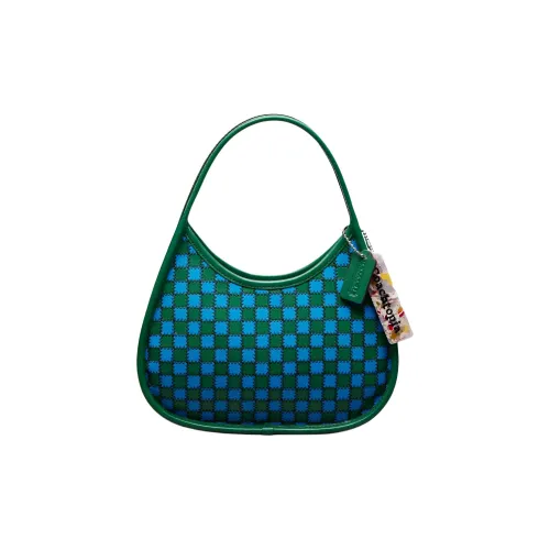 COACH Ergo Кожа Плечевая Сумка Сумка Мини Женская Зеленая Ярко-Синяя