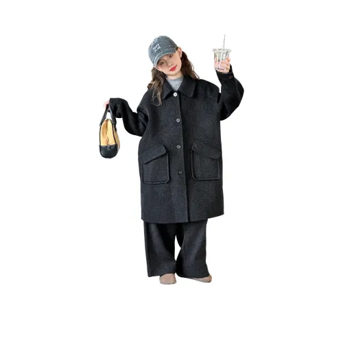 T.MOO Черное школьное пальто из шерсти