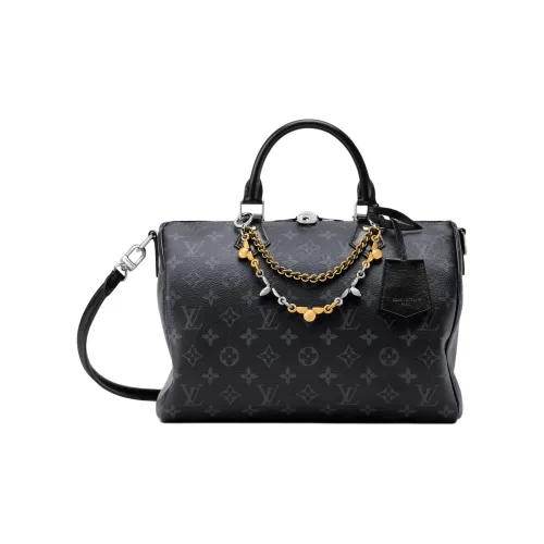 LOUIS VUITTON SPEEDY SOFT Покрытый холст Сумка на одно плечо Женская Черная