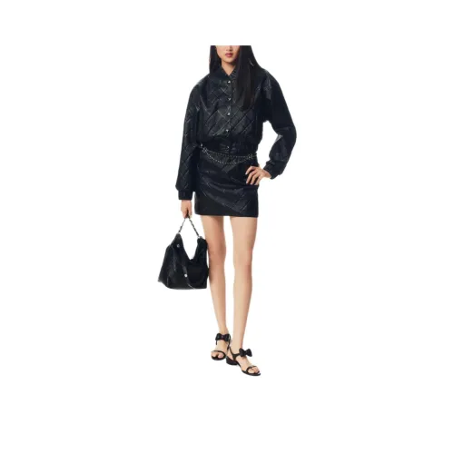 CHANEL Кожаная короткая юбка женская черного цвета