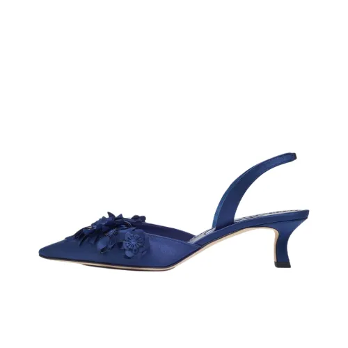 MANOLO BLAHNIK MOISLIFA Узкий каблук Высокие каблуки 5 см Женские Морской синий