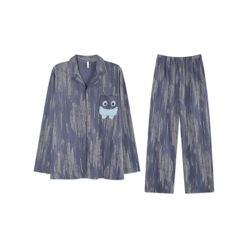 Mulong Family Темно-синий Синий Мужской Пижамный Комплект