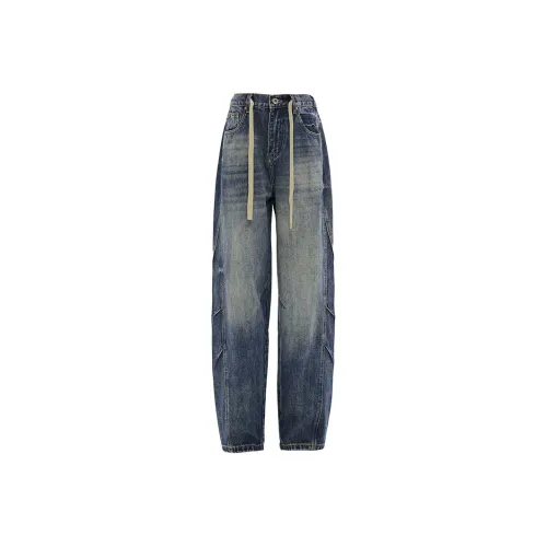 SONGS ALONG Винтажные синие штаны унисекс джинсы