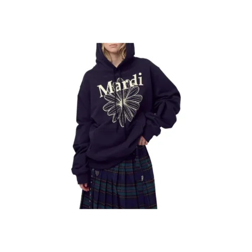 MARDI MERCREDI Fw25 OVERSIZED HOODY FLOWERMARDI_Темно-синий Сливочный Свитшот Женские
