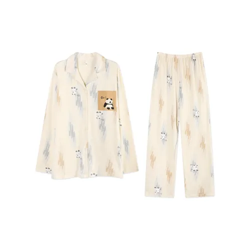 MULONGSHIJIA Экрю Мужские Пижамные Комплекты