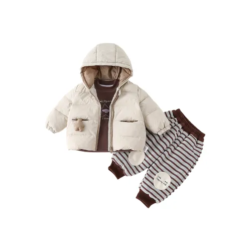 GOYN Комплекты одежды Кофе Базовый слой + Абрикосовое пальто + Кофе Низ Малыш Повседневная спортивная одежда