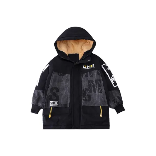 RHOBESAM Papa Бобовый MY999 Камуфляж Пэчворк Хлопковый пуховик Черный KIDS Куртки