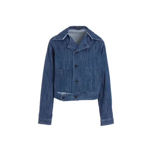 Yohji Yamamoto Y'S FW25 8OZ Denim Slit Ожерелье-чокер Короткий Блоуз Деним Куртка Женская